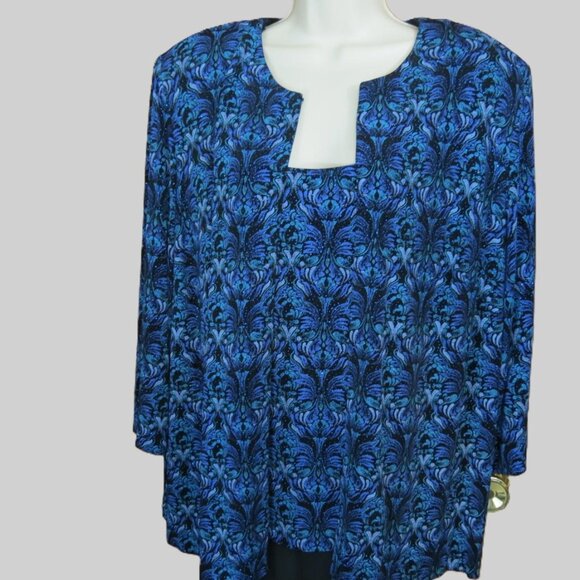 Alex Evenings Peacock Colors Knit Jacket & Sleeveless Formal Cocktail Size 2X - Picture 1 of 11